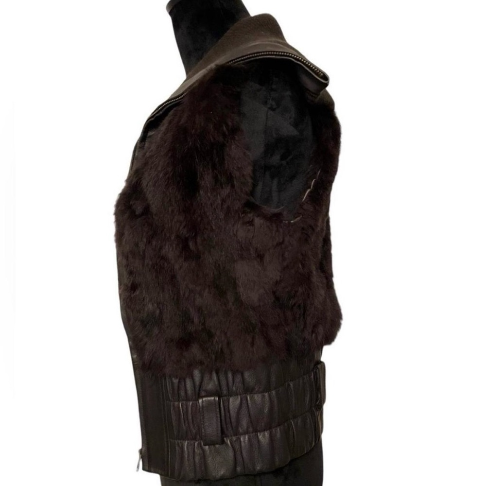 Heart Moon Star Brown Fur Vest High Collar - Picture 3 of 5